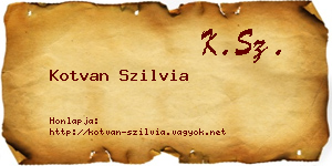 Kotvan Szilvia névjegykártya